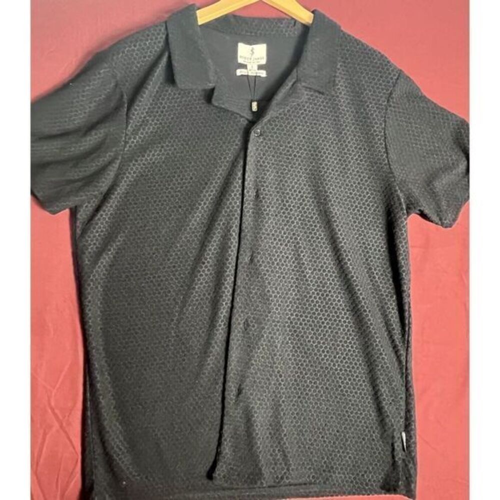 Scott James England Black Designer Button Down Shirt‎  (L) NWT
